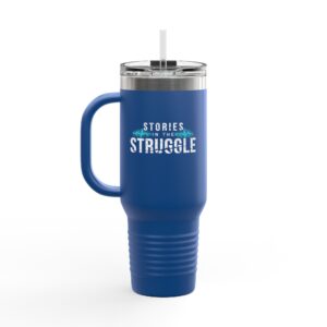 40oz Insulated Travel Mug — "One Story Opens Another" Rainbow Bookmark Design