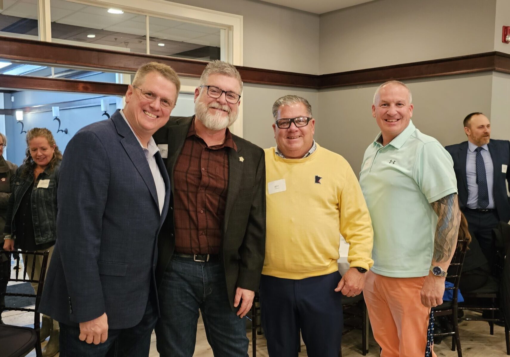 Dustin Reichert at MN LEMA awards dinner with Sheriff Scott Rose, Chief Jeff Beahan & Officer Brant Standrigde of Under Investigation Podcast.