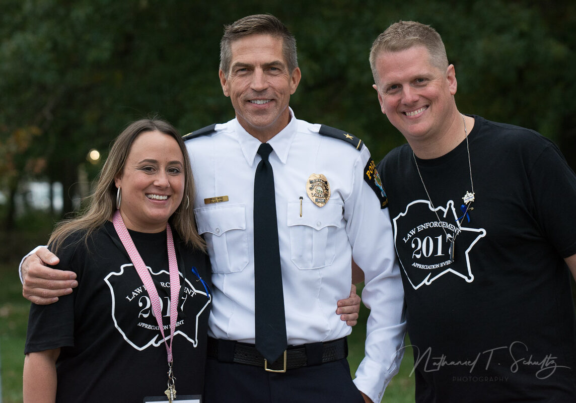Sheriff Brad Wise (Chief at the time) with Dustin Reichert and fellow fundraiser coordinator Tami Serna.