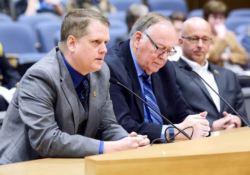Dustin Reichert testify for MN LEMA license plates with Senator David Senjem and Roger Berge